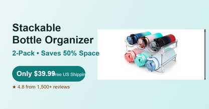 spospo Water Bottle Organizer for Cabinet – 2 Pack Stackable Water Bottle Storage Rack
