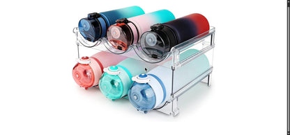 spospo Water Bottle Organizer for Cabinet – 2 Pack Stackable Water Bottle Storage Rack